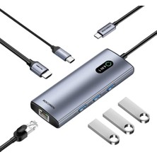 aklow akyoleticaret 6 Portlu Hub Çoklayıcı, 4K 30Hz, Gigabit Ethernet, 3*usb3.0, Pd 100W Destekli