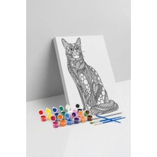 Tabdiko Kedi Desenli Mandala Tuval Boyama Seti 40X50 cm