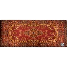 aklow akyoleticaret Mouse Pad, 30X70 Cm, Mavi Halı Desen Baskılı, Kaymaz Taban, Bilek Destekli, Dikişsiz Kenar, Ergonomik, Ofis ve Oyuncular Için (Turuncu Halı)