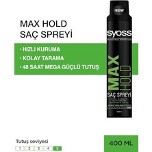 aklow akyoleticaret Max Hold Saç Spreyi, 400 Ml, Hızlı Kuruma, Kolay Taranma, 48 Saat Mega Güçlü Tutuş