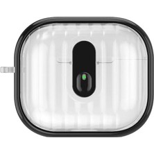 aklow akyoleticaret Kılıf, Airpods 4 Kenarları Renkli Şeffaf Dilimli Silikon Airbag 40 Kılıf Siyah