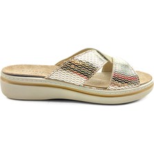 Kifidis Anatomik Tabanı Çıkan Çapraz Bant Kadın Deri Terlik K63 Altın