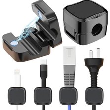 aklow akyoleticaret Kablo, 6 Paket Manyetik Kordon Tutucu Organizatör Yapışkan Klipleri Yönetimi Komidin Masası USB Şarj Teli Araba Masaüstü Ofis Mutfak Aletleri Siyah