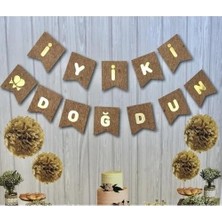 aklow akyoleticaret Kraft Zemin Iyi Ki Doğdun Gold Banner Doğum Günü Süsü