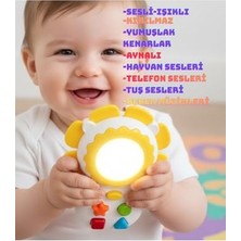 aklow akyoleticaret Eğitici Işıklı ve Sesli Bebek Telefonu, Aynalı Diş Kaşıyıcılı Oyuncak