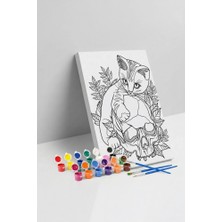 Tabdiko Kedi Desenli Mandala Tuval Boyama Seti 40X50 cm