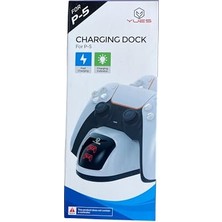 aklow akyoleticaret Playstation 5 Uyumlu Şarj Istasyonu - Göstergeli Hızlı Şarj - Ps5 Uyumlu Gamepad Dock