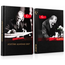 CoverZone Atatürk Ajandası 2027 + Ata Defter 2'li Set, Sert Ciltli Günlük Planlayıcı ve 368 Sayfa Çizgili Not Defteri, 17X24 cm Atatürk Temalı