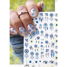 aklow akyoleticaret Mavi Göz ve Rüya Kapanı Desenli Tırnak Sticker, Nail Art Süsleme Çıkartması