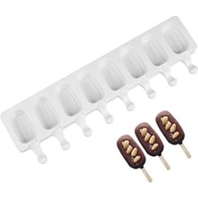aklow akyoleticaret Mini Boy Beyaz Silikon Magnum Dondurma Kalıbı, 8'li