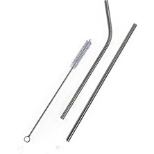 Şanal Mobee 2'li Paslanmaz Çelik Pipet, Temizleme Fırçası, Metal Pipet