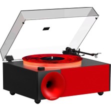 Şanal Fennessy I5S Bluetooth Hoparlörlü 45W Hi-Fi Işıklı Retro Pikap Plakçalar Turntable, Kırmızı