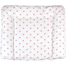 aklow akyoleticaret Elyaf Dolgulu Pvc Alt Değiştirme Minderi, Sıvı Geçirmez, Leke Tutmaz, Puantiyeli, Pembe, 75X85 cm