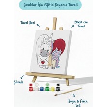 Tabdiko Kalpli Unicorn Boyama Tuvali – Şövaleli Boya Seti 20X20