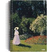 aklow akyoleticaret Claude Monet/woman In The Garden, 1867, Spiralli Defter 27, A5, Çizgili, 100 Sayfa, Okul (Düz)