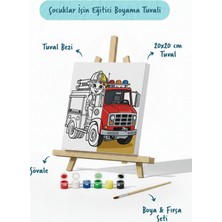 Tabdiko Itfaiye Aracı Boyama Tuvali – Şövaleli Boya Seti 20X20