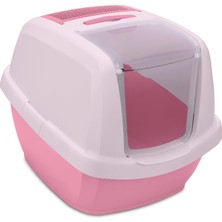 aklow akyoleticaret Maddy Junior Kapalı Kedi Tuvaleti, Pembe/beyaz, 57X43X41 cm