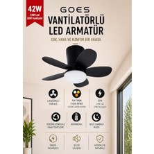 aklow akyoleticaret Fan, 42W Tavan Vantilatörü LED Avize 64 cm 5 Kanat 6 Kademeli Ters Dönüş ve Gece Lambası Modu ile Uzaktan Kumandalı Siyah