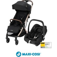 Şanal Maxi-Cosi Eva-Cabriofix I-Size Otomatik Katlanan Seyahat Sistem Kompakt Bebek Arabası Gold-Black