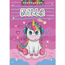 aklow akyoleticaret Milla: Personalized Coloring Book For, Theme: Unicorn, Birthday Gift Girl, Daughter..., 25 Designs With Name, Large Size A4 (Ca. 8.5 x 11 Inches), Ages: 4-8