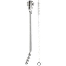 aklow akyoleticaret Süzgeç Uçlu Metal Pipet Seti; Filtreli Kaşık Pipet, Temizleme Fırçası Dahil, Kokteyl Sunum Bitki Çayı ve Yerba Mate (Bombilla) Için Tekrar Kullanılabilir Tasarım