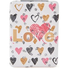aklow akyoleticaret Aşk Temalı Cep Aynası, Kalp ve Love Desenli