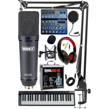 aklow akyoleticaret Stüdyo Ekipmanları Midi Live Paket-5, Ses Kartlı Mikser, Midi Klavye, Cx2 Mikrofon ve Kulaklık