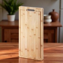 aklow akyoleticaret Kesme Tahtası; Kalın Bambu, Büyük Boy Antibakteriyel Yıkanabilir Doğrama Tahtası (DÜZ-50X25X2.5 Cm)