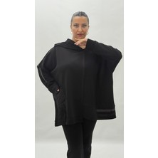 AlanyaXXL Büyük Beden Pamuklu Asimetrik Cepli Uzun Kol Oversize Kadın Bluz