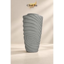 YNSK ChaCha Home 32 cm Spiral Dokulu Dekoratif Seramik Vazo Modern Salon Konsol Vazosu