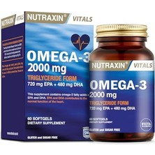 aklow akyoleticaret Vitals Omega-3 2000 Mg Epa + Dha Balık Yağı Içeren Takviye Edici Gıda (1 x 60 Kapsül)