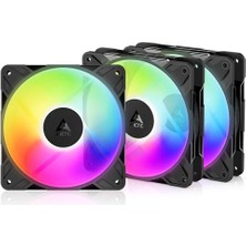 aklow akyoleticaret P12 Pro Reverse A-Rgb - 3'lü Paket - 120 mm Ters Hava Akışlı Premium Fan, Y Kablo Bölücülü Pwm Fanlar, 500-3000 Rpm, 0 Rpm <%5 Pwm, 5V Dijital Rgb, Fdb, 4-Pin - Siyah