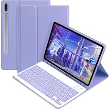 aklow akyoleticaret Samsung Galaxy Tab S9 Fe PLUS/S10 Plus/s9 PLUS12,4 Inç 12,4 ile Uyumlu Bluetooth Türkçe Q Klavyeli Kılıfı (Tablet Değildir) (Lila)