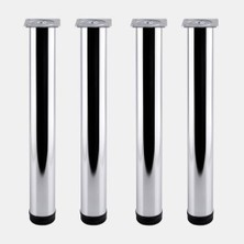 aklow akyoleticaret Tombul 4 Adet Krom 41 cm Gümüş 60 mm Metal Sehpa Masa Ayağı Mobilya Destek Yükseltici Ayak Modeli