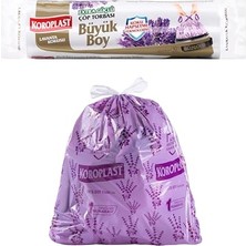aklow akyoleticaret Lavanta Kokulu Büyük Boy Büzgülü Çöp Poşeti, 10'lu, 65X70 Cm, Kolay Bağlanır, Sızdırmaz, Yırtılmaz, Geri Dönüştürülebilir