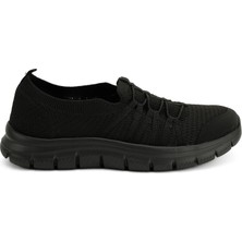 King Paolo Sneaker Tekstil Yürüyüş Kadın Streç Ayakkabı KP5223 Siyah