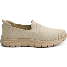 King Paolo Sneaker Tekstil Yürüyüş Kadın Ayakkabı Bağcıksız KP5234 Bej