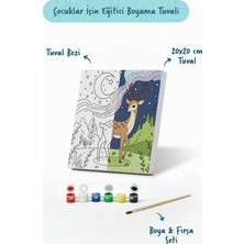 Tabdiko Sevimli Geyik Temalı Çocuk Boyama Tuvali – Şövalesiz Eğitici Boyama Seti 20X20 cm