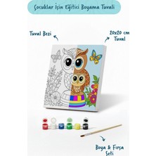 Tabdiko Sevimli Baykuş Temalı Çocuk Boyama Tuvali – Şövalesiz Eğitici Boyama Seti 20X20 cm