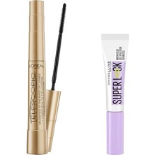 aklow akyoleticaret Telescopic Gold Maskara - Siyah & Super Lock Brow Glue Kaş Sabitleyici Maskara - Şeffaf