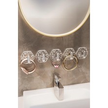 Şanal Safestore Kendinden Yapışkanlı Buz Desen Duvar Askısı, Gümüş, 5'li Askı, Banyo ve Mutfak Için Havlu Askılık