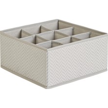 Şanal Ocean Home Textile 9 Bölmeli Petek Gri Balıksırtı Çekmece Içi Düzenleyici Kutu 28 x 28 x 13 cm