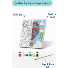 Tabdiko Balon Temalı Çocuk Boyama Tuvali – Şövalesiz Eğitici Boyama Seti 20X20 cm