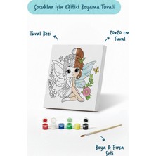 Tabdiko Sevimli Peri Temalı Çocuk Boyama Tuvali – Şövalesiz Eğitici Boyama Seti 20X20 cm