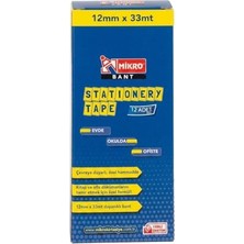 aklow akyoleticaret 12 mm x 33 M Şeffaf Bant, Güçlü Yapışkanlı Selobant, Ofis ve Okul Kullanımı, 12'li Paket
