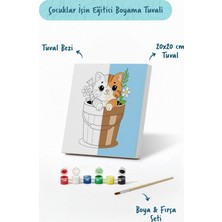 Tabdiko Sevimli Kedi Temalı Çocuk Boyama Tuvali – Şövalesiz Eğitici Boyama Seti 20X20 cm