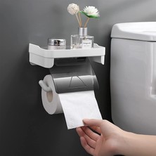 Şanal Xspring Tuvalet Kağıdı Tutucu, Kendinden Yapışkanlı Tuvaletd Rulosu Tutacağı, Rafı Olan Tuvalet Kağıdı Tutucu, Banyo, Mutfak ve Tuvaletler Için Tuvaletd Kağıdıs Tutucus (Beyaz)