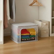 Şanal Deconox Çelik Destekli Katlanabilir Şeffaf Pvc Dolap Düzenleyici - 38X48X28 cm Baza Içi ve Kıyafet Saklama Hurcu Organizer