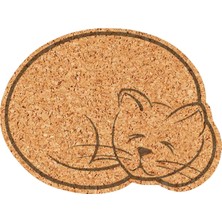 Uyuyan Kedi Mantar Duvar Panosu Arkası Yapışkanlı 42 cm x 56 cm