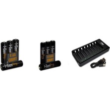 Şanal I-Gen G821 8'li Pil Şarj Aleti + 4 Adet Aa Pro 2950 Mah + 4 Adet Aaa Pro 1100 Mah Şarjlı Kalem Pilli Set 1.2V Ni-Mh